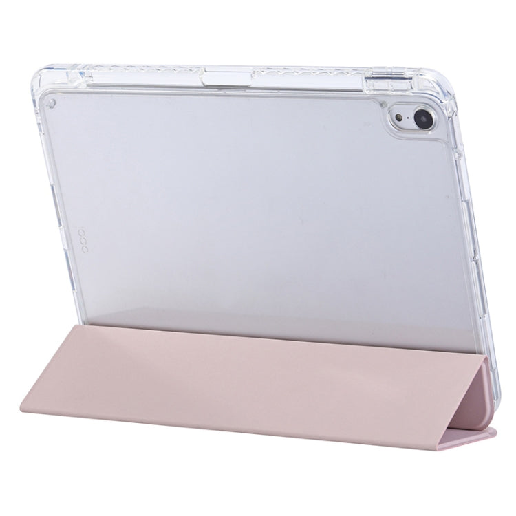 For iPad Air 2022 / 2020 10.9 3-Fold Lock Buckle Leather Smart Tablet Case(Pink) - iPad Air (2022) / (2020) 10.9 Cases by buy2fix | Online Shopping UK | buy2fix