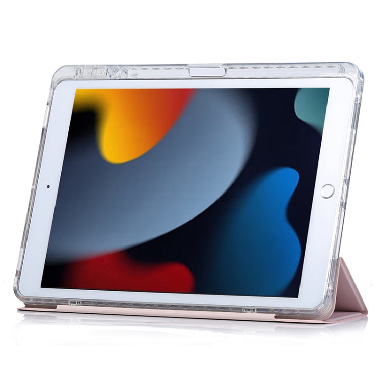 For iPad 10.2 2021 / 2020 / 10.5 3-Fold Lock Buckle Leather Smart Tablet Case(Pink) - iPad 10.2 Cases by buy2fix | Online Shopping UK | buy2fix