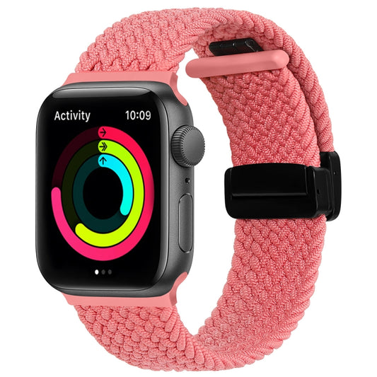 Magnetic Fold Clasp Woven Watch Band For Apple Watch SE 40mm(Pink) by buy2fix