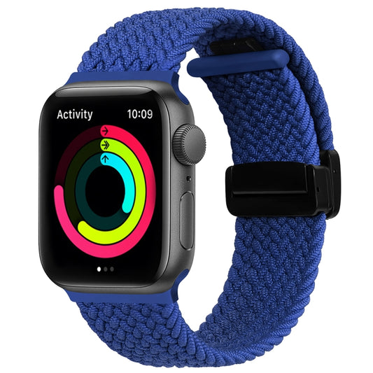 Magnetic Fold Clasp Woven Watch Band For Apple Watch 5 44mm(Blue) by buy2fix