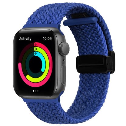 Magnetic Fold Clasp Woven Watch Band For Apple Watch 3 42mm(Blue) by buy2fix