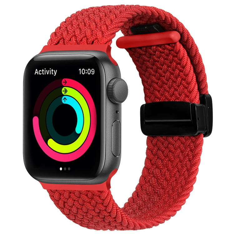 Magnetic Fold Clasp Woven Watch Band For Apple Watch 38mm(Red) by buy2fix
