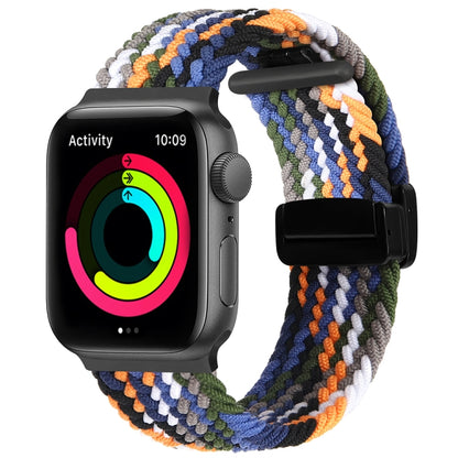 Magnetic Fold Clasp Woven Watch Band For Apple Watch 9 45mm(Denim Color) by buy2fix