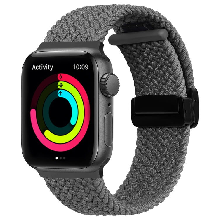 Magnetic Fold Clasp Woven Watch Band For Apple Watch 9 41mm(Grey) by buy2fix