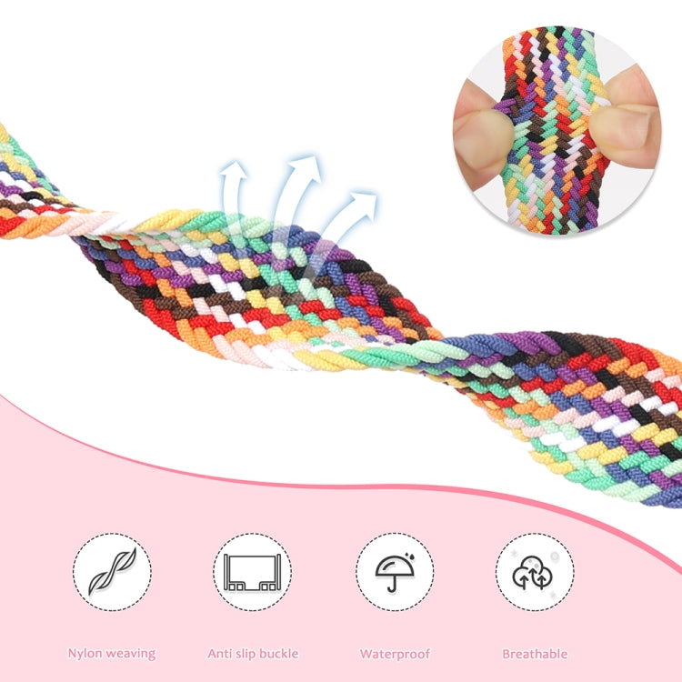 Magnetic Fold Clasp Woven Watch Band For Apple Watch 3 38mm(Rainbow Color) by buy2fix