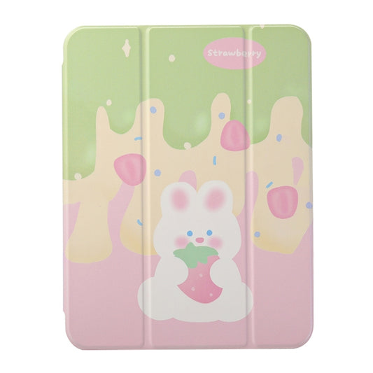 For iPad Air 11 2024 / iPad Pro 11 3-Fold 360 Rotation Painted Leather Smart Tablet Case(Strawberry Dog) - iPad Pro 11 (2022/2021) Cases by buy2fix | Online Shopping UK | buy2fix