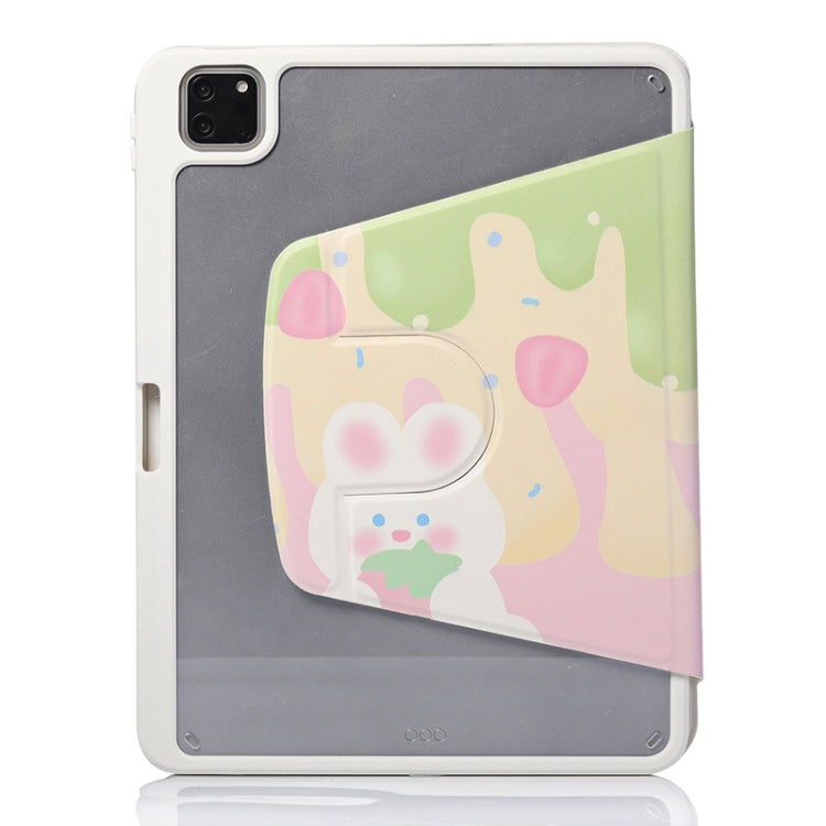 For iPad Air 11 2024 / iPad Pro 11 3-Fold 360 Rotation Painted Leather Smart Tablet Case(Strawberry Dog) - iPad Pro 11 (2022/2021) Cases by buy2fix | Online Shopping UK | buy2fix