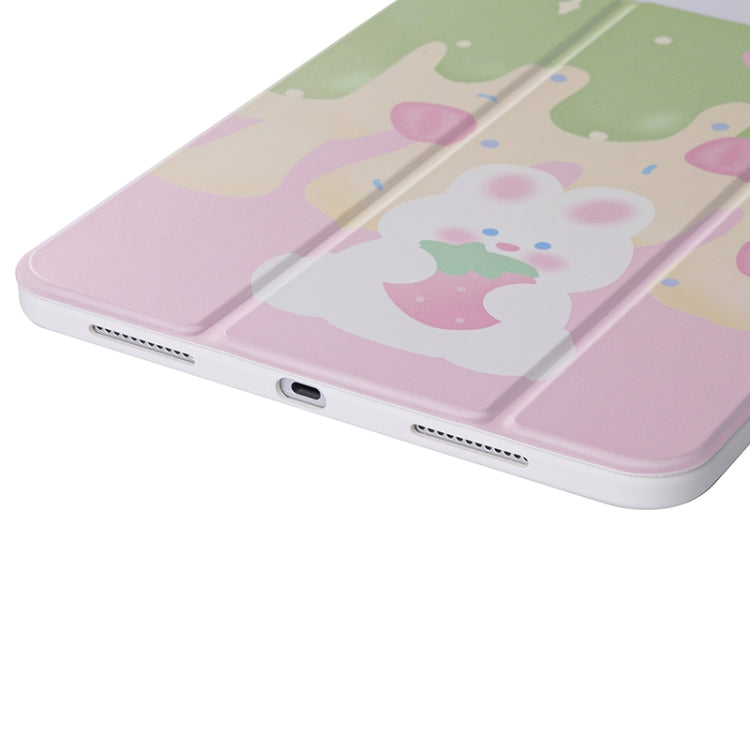 For iPad Air 11 2024 / iPad Pro 11 3-Fold 360 Rotation Painted Leather Smart Tablet Case(Strawberry Dog) - iPad Pro 11 (2022/2021) Cases by buy2fix | Online Shopping UK | buy2fix
