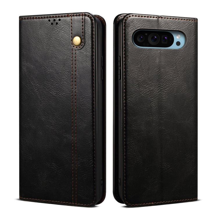 For Google Pixel 9 / 9 Pro Oil Wax Crazy Horse Texture Leather Phone Case(Black) by buy2fix