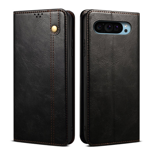 For Google Pixel 9 / 9 Pro Oil Wax Crazy Horse Texture Leather Phone Case(Black) by buy2fix