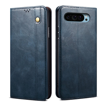 For Google Pixel 9 / 9 Pro Oil Wax Crazy Horse Texture Leather Phone Case(Blue) by buy2fix