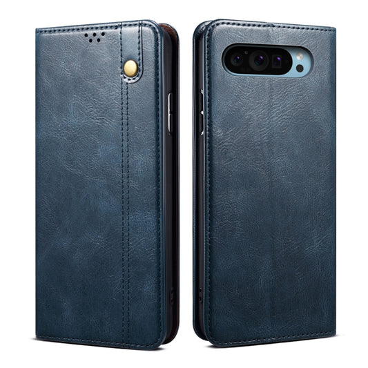 For Google Pixel 9 / 9 Pro Oil Wax Crazy Horse Texture Leather Phone Case(Blue) by buy2fix