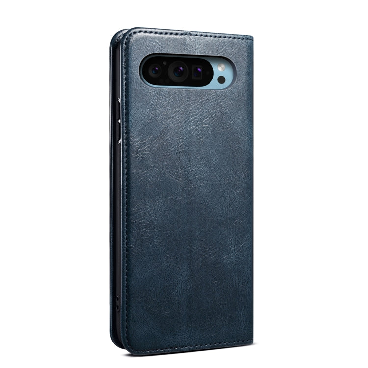 For Google Pixel 9 / 9 Pro Oil Wax Crazy Horse Texture Leather Phone Case(Blue) by buy2fix