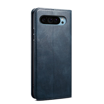 For Google Pixel 9 / 9 Pro Oil Wax Crazy Horse Texture Leather Phone Case(Blue) by buy2fix