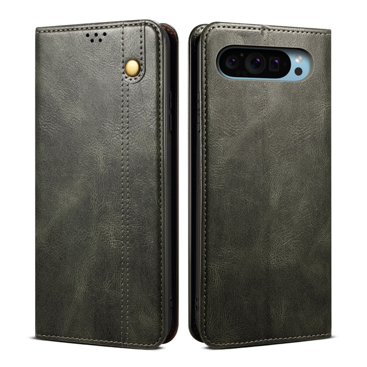 For Google Pixel 9 / 9 Pro Oil Wax Crazy Horse Texture Leather Phone Case(Green) by buy2fix