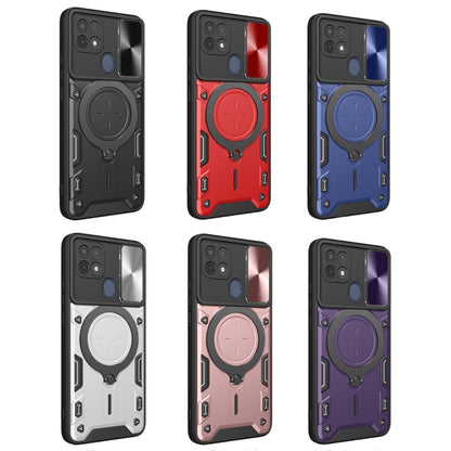 For OPPO A15 / A15s / A35 2021 CD Texture Sliding Camshield Magnetic Holder Phone Case(Blue) by buy2fix