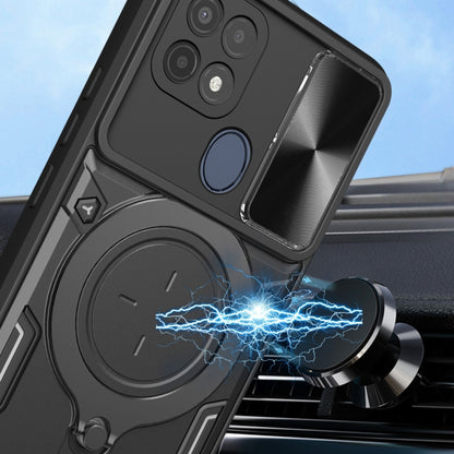 For OPPO A15 / A15s / A35 2021 CD Texture Sliding Camshield Magnetic Holder Phone Case(Blue) by buy2fix