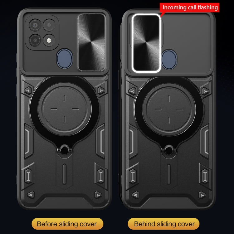 For OPPO A15 / A15s / A35 2021 CD Texture Sliding Camshield Magnetic Holder Phone Case(Blue) by buy2fix