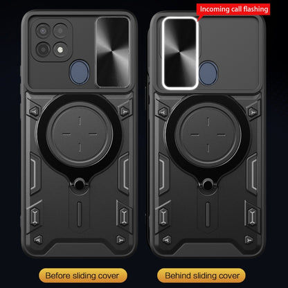 For OPPO A15 / A15s / A35 2021 CD Texture Sliding Camshield Magnetic Holder Phone Case(Blue) by buy2fix