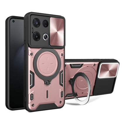 For OPPO Reno8 Pro 5G CD Texture Sliding Camshield Magnetic Holder Phone Case(Pink) by buy2fix