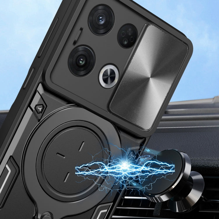 For OPPO Reno8 Pro 5G CD Texture Sliding Camshield Magnetic Holder Phone Case(Red) by buy2fix