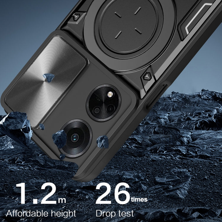 For OPPO F23 5G India / A98 5G / A1 5G CD Texture Sliding Camshield Magnetic Holder Phone Case(Pink) by buy2fix