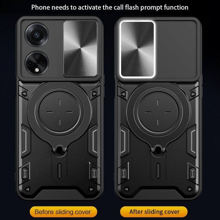 For OPPO F23 5G India / A98 5G / A1 5G CD Texture Sliding Camshield Magnetic Holder Phone Case(Blue) by buy2fix