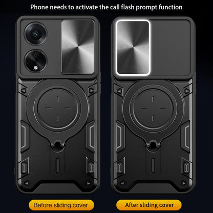 For OPPO F23 5G India / A98 5G / A1 5G CD Texture Sliding Camshield Magnetic Holder Phone Case(Silver) by buy2fix