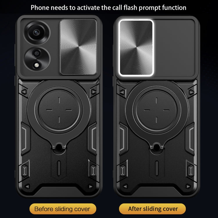 For OPPO A78 4G CD Texture Sliding Camshield Magnetic Holder Phone Case(Pink) by buy2fix