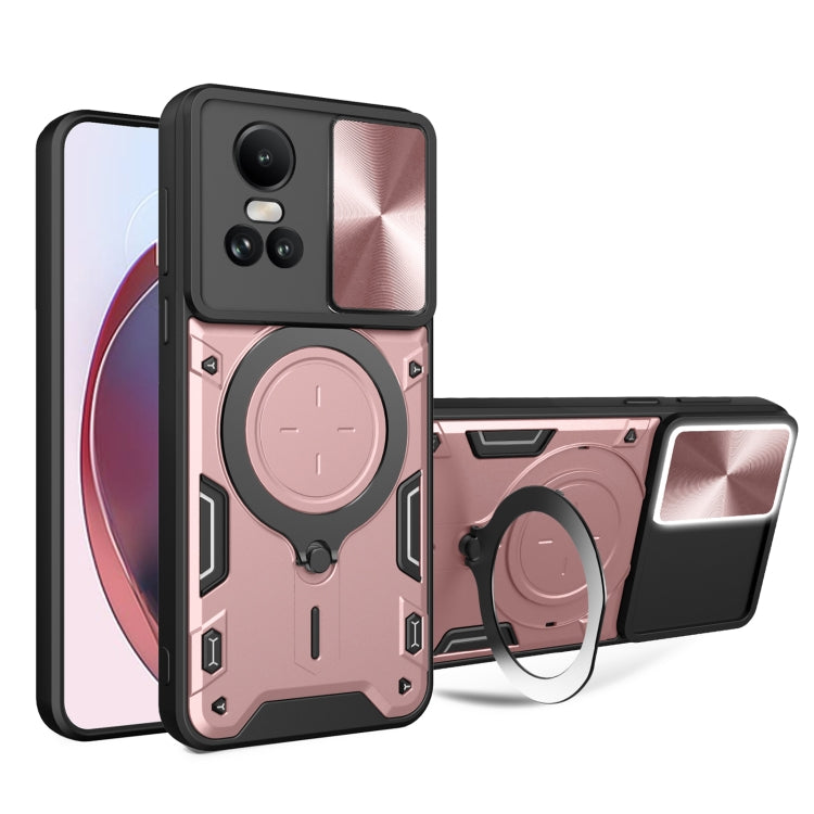 For OPPO Reno10 5G Global CD Texture Sliding Camshield Magnetic Holder Phone Case(Pink) by buy2fix