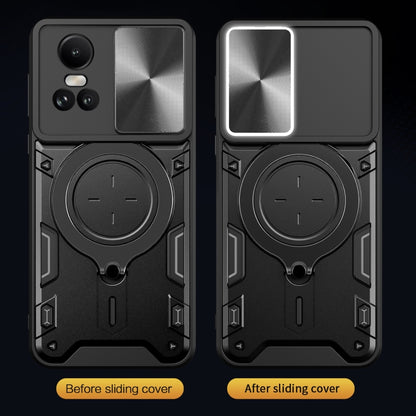 For OPPO Reno10 5G Global CD Texture Sliding Camshield Magnetic Holder Phone Case(Black) by buy2fix