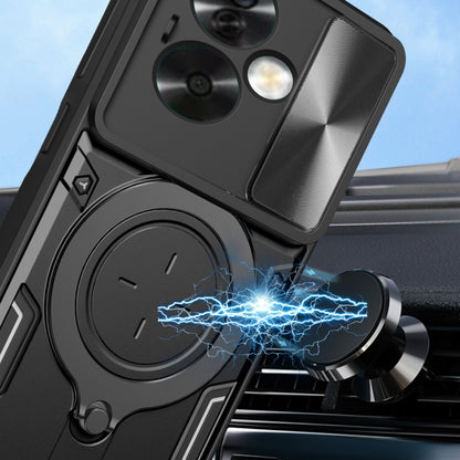 For OPPO A79 5G Global CD Texture Sliding Camshield Magnetic Holder Phone Case(Black) by buy2fix