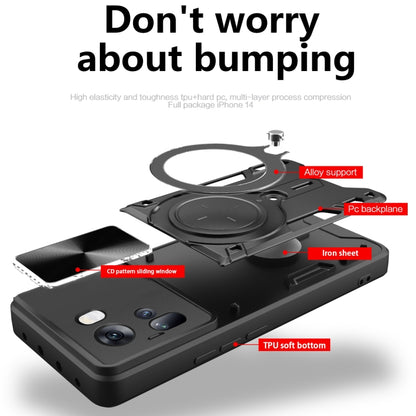For OPPO Reno11 5G Global CD Texture Sliding Camshield Magnetic Holder Phone Case(Red) - OPPO Cases by buy2fix | Online Shopping UK | buy2fix