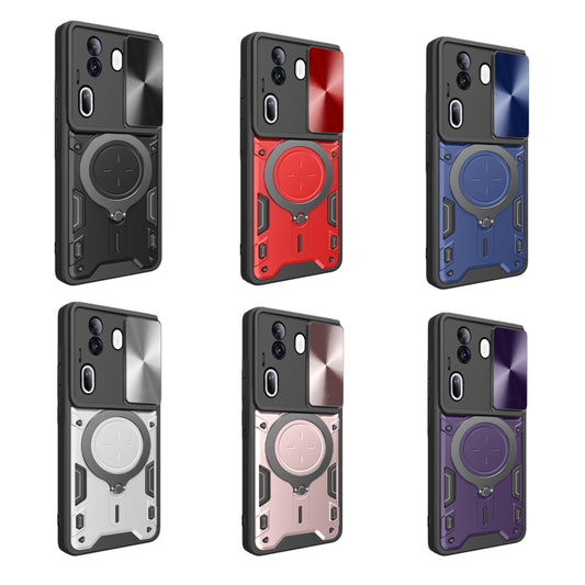 For OPPO Reno11 Pro 5G Global CD Texture Sliding Camshield Magnetic Holder Phone Case(Black) - OPPO Cases by buy2fix | Online Shopping UK | buy2fix