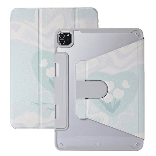 For iPad Pro 11 2022 / 2021 / 2020 Split Drawer Rotation Painted Leather Smart Tablet Case(Flowers) - iPad Pro 11 (2022/2021) Cases by buy2fix | Online Shopping UK | buy2fix