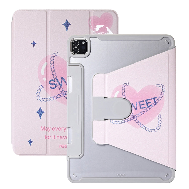 For iPad Air / Air 2 / 9.7 2017 / 2018 Split Drawer Rotation Painted Leather Smart Tablet Case(Love Heart) - iPad 2025 / 2022 Cases by buy2fix | Online Shopping UK | buy2fix