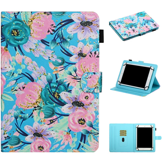 For 8 inch Universal Tablet PC Flower Pattern Horizontal Flip Leather Case with Card Slots & Holder(Pink Flower) - 8 inch by buy2fix | Online Shopping UK | buy2fix