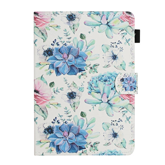 For 8 inch Universal Tablet PC Flower Pattern Horizontal Flip Leather Case with Card Slots & Holder(Blue Flower On White) - 8 inch by buy2fix | Online Shopping UK | buy2fix