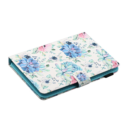 For 10 inch Universal Tablet PC Flower Pattern Horizontal Flip Leather Case with Card Slots & Holder(Blue Flower On White) - 10 - 11 inch by buy2fix | Online Shopping UK | buy2fix