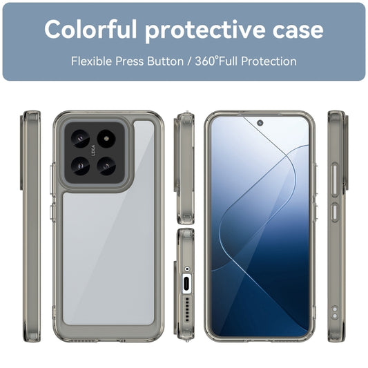 For Xiaomi 14 Colorful Series Acrylic Hybrid TPU Phone Case(Transparent Grey) - Xiaomi Cases by buy2fix | Online Shopping UK | buy2fix