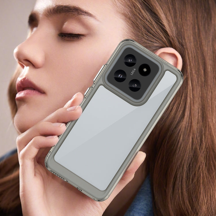 For Xiaomi 14 Colorful Series Acrylic Hybrid TPU Phone Case(Transparent Grey) - Xiaomi Cases by buy2fix | Online Shopping UK | buy2fix