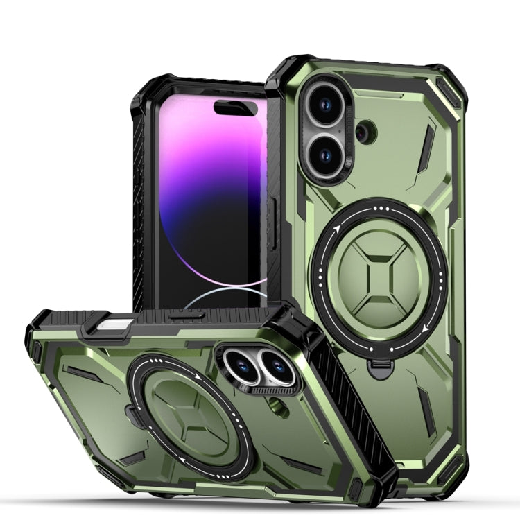 For iPhone 16 Armor Series Holder Phone Case(Army Green) by buy2fix