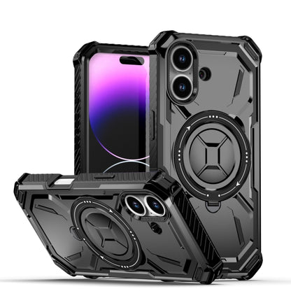 For iPhone 16 Armor Series Holder Phone Case(Black) by buy2fix
