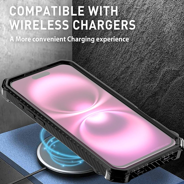 For iPhone 16 Armor Series Holder Phone Case(Black) by buy2fix