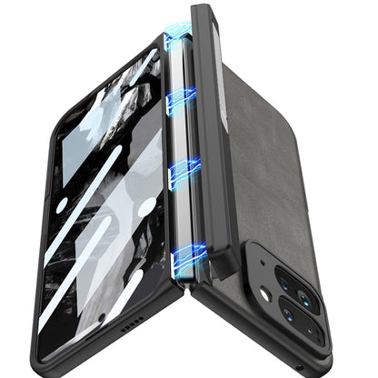 For Google Pixel 9 Pro Fold GKK Integrated Frosted Fold Hinge Leather Phone Case with Holder(Green) by GKK