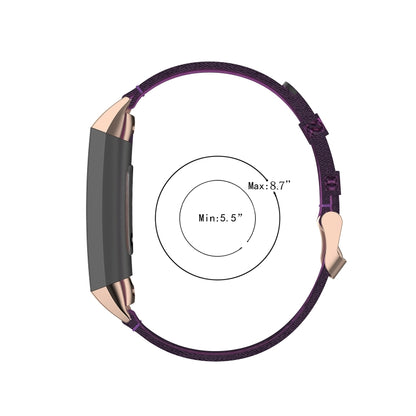For Fitbit Charge 4 / Charge 3 / Charge 3 SE Stainless Steel Head Grain Nylon Denim Replacement Strap Watchband(Purple Stripe) - Watch Bands by buy2fix | Online Shopping UK | buy2fix