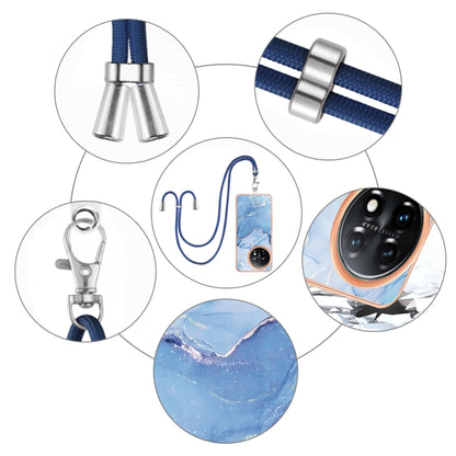 For OnePlus 11 Electroplating Marble Dual-side IMD Phone Case with Lanyard(Blue 018) - OnePlus Cases by buy2fix | Online Shopping UK | buy2fix