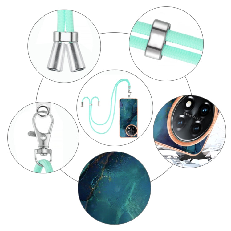For OnePlus 11 Electroplating Marble Dual-side IMD Phone Case with Lanyard(Green 017) - OnePlus Cases by buy2fix | Online Shopping UK | buy2fix