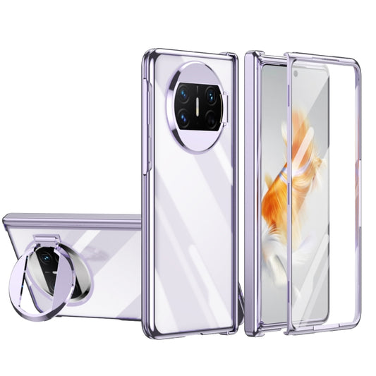 For Huawei Mate X3 Integrated Electroplating PC Folding Phone Case with Hinge(Purple) - Huawei Cases by buy2fix | Online Shopping UK | buy2fix