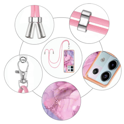 For Xiaomi Redmi Note 13 Pro 5G Global Electroplating Marble Dual-side IMD Phone Case with Lanyard(Pink 013) - Xiaomi Cases by buy2fix | Online Shopping UK | buy2fix
